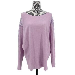 NWOT Vila Milano Lavender Rhinestone Lace Embellished Panel Long Sleeve Sweater